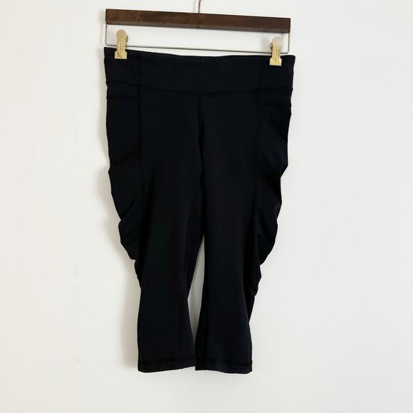 LULULEMON Run Zoom Ruched Crop Leggings Black 6 - Picture 1 of 7